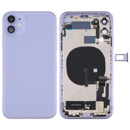 Battery Back Cover Assembly (with Side Keys & Power Button + Volume Button Flex Cable & Wireless Charging Module & Motor & Charging Port & Speaker Ringer Buzzer & Card Tray & Camera Lens Cover) for iPhone 11 - Image 9