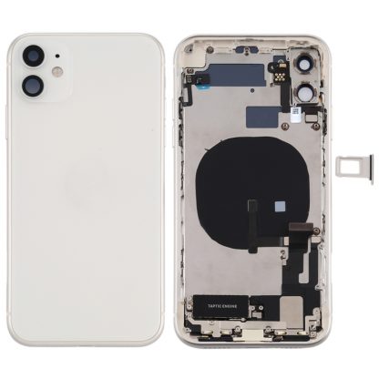 Battery Back Cover Assembly (with Side Keys & Power Button + Volume Button Flex Cable & Wireless Charging Module & Motor & Charging Port & Speaker Ringer Buzzer & Card Tray & Camera Lens Cover) for iPhone 11 - Image 11