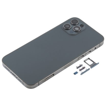 Back Housing Cover with SIM Card Tray & Side  Keys & Camera Lens for iPhone 12 Pro(Blue) - Image 2