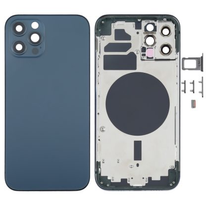 Back Housing Cover with SIM Card Tray & Side  Keys & Camera Lens for iPhone 12 Pro(Blue) - Image 7