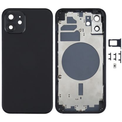 Back Housing Cover with SIM Card Tray & Side  Keys & Camera Lens for iPhone 12(White) - Image 6