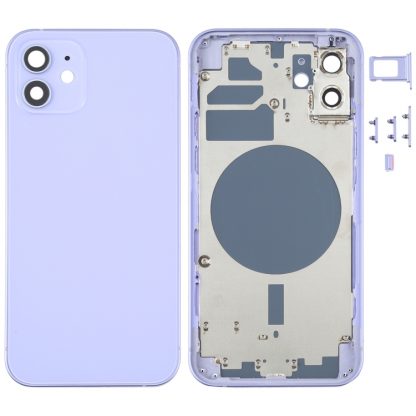 Back Housing Cover with SIM Card Tray & Side  Keys & Camera Lens for iPhone 12(White) - Image 11