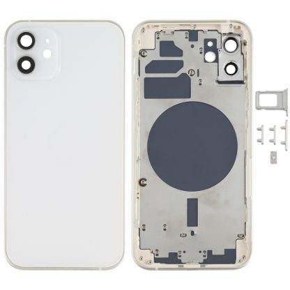 Back Housing Cover with SIM Card Tray & Side  Keys & Camera Lens for iPhone 12(White) - Image 10