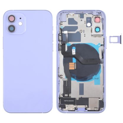 Battery Back Cover Assembly (with Side Keys & Speaker Ringer Buzzer & Motor & Camera Lens & Card Tray & Power Button + Volume Button + Charging Port & Wireless Charging Module) for iPhone 12 - Image 11