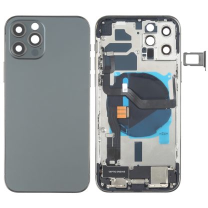 Battery Back Cover Assembly (with Side Keys & Speaker Ringer Buzzer & Motor & Camera Lens & Card Tray & Power Button + Volume Button + Charging Port & Wireless Charging Module) for iPhone 12 Pro - Image 6