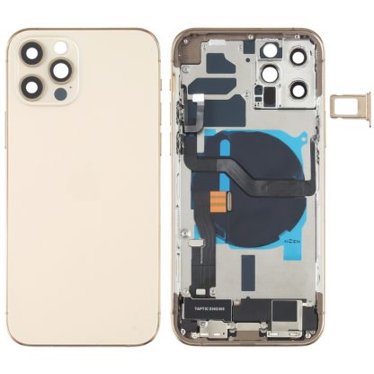 Battery Back Cover Assembly (with Side Keys & Speaker Ringer Buzzer & Motor & Camera Lens & Card Tray & Power Button + Volume Button + Charging Port & Wireless Charging Module) for iPhone 12 Pro - Image 7