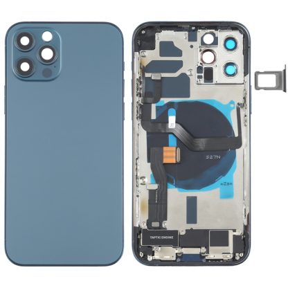 Battery Back Cover Assembly (with Side Keys & Speaker Ringer Buzzer & Motor & Camera Lens & Card Tray & Power Button + Volume Button + Charging Port & Wireless Charging Module) for iPhone 12 Pro - Image 8