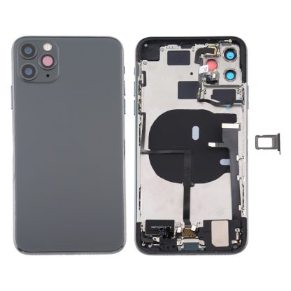 Battery Back Cover Assembly (with Side Keys & Power Button + Volume Button Flex Cable & Wireless Charging Module & Motor & Charging Port & Speaker Ringer Buzzer & Card Tray & Camera Lens Cover) for iPhone 11 Pro - Image 8