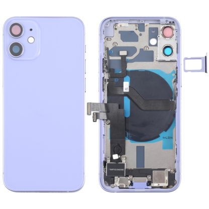 Battery Back Cover Assembly (with Side Keys & Speaker Ringer Buzzer & Motor & Camera Lens & Card Tray & Power Button + Volume Button + Charging Port & Wireless Charging Module) for iPhone 12 Mini - Image 11