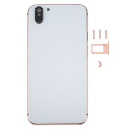 5 in 1 Full Assembly Metal Housing Cover with Appearance Imitation of iX for iPhone 6, Including Back Cover & Card Tray & Volume Control Key & Power Button & Mute Switch Vibrator Key, No Headphone Jack (Gold+White) - Image 2