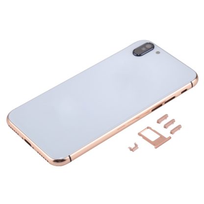 5 in 1 Full Assembly Metal Housing Cover with Appearance Imitation of iX for iPhone 6, Including Back Cover & Card Tray & Volume Control Key & Power Button & Mute Switch Vibrator Key, No Headphone Jack (Gold+White) - Image 4